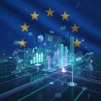 Illustration conceptuelle montrant des flèches de données circulant entre des icônes d'objets connectés et des PME, symbolisant l'impact du Data Act 2026 sur le partage des données IoT.