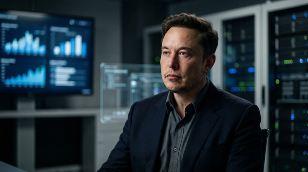 Illustration d'Elon Musk prédit un futur entre IA et chaos.