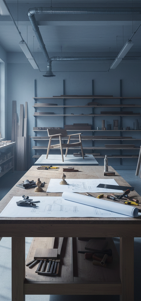 Julien Mercier, fondateur d'Atlantique Design, souriant dans son atelier de mobilier, illustrant comment stabiliser une entreprise saisonnière.