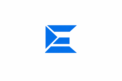 Logo Entreprisma, un E bleu géométrique.