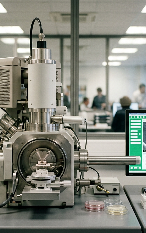 Une PME innovante bénéficiant d'un financement Deeptech européen, symbolisé par des graphiques de croissance et des symboles de l'UE, illustrant l'opportunité de financement Deeptech PME.