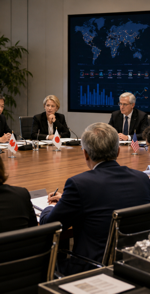 Ministres du G7 en réunion à Paris, symbolisant les discussions sur le durcissement du commerce mondial et ses conséquences pour les PME.