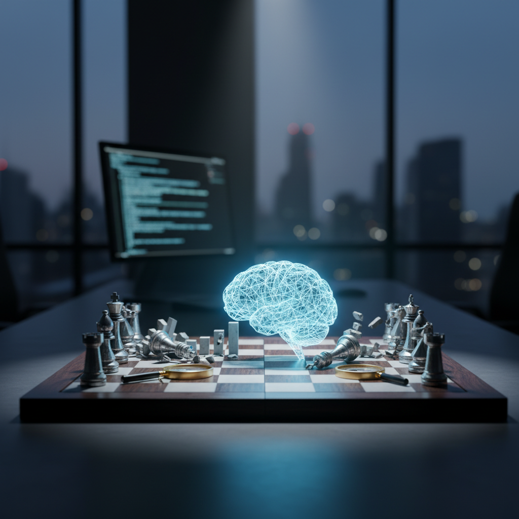 Illustration conceptuelle montrant un cerveau humain et une intelligence artificielle en compétition, symbolisant le débat GEO vs SEO et l'évolution de la recherche en ligne.