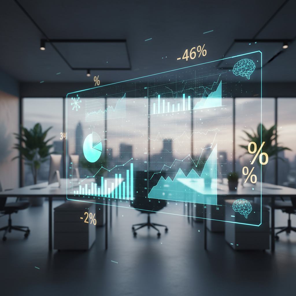 Tableau de bord financier numérique affichant des données et graphiques, avec des éléments d'IA et de comptabilité automatisée par l'IA en 2026, mettant en avant Pennylane, Indy et Dext.