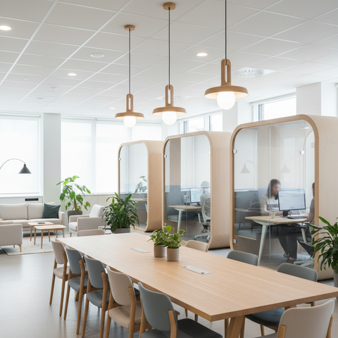 Une image représentant des professionnels collaborant dans un espace de coworking moderne, symbolisant les nouvelles stratégies d'immobilier commercial 2026 pour les PME.