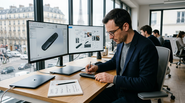 Logo de l'INPI avec un dessin de modèle stylisé, symbolisant la protection accélérée des créations et innovations.