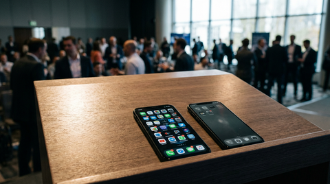 Comparatif visuel entre un iPhone 18 Pro et le modèle standard sous iOS 27 pour l'IA.