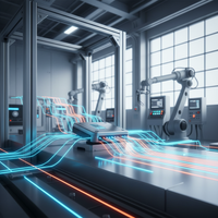 Capteur IoT sur machine industrielle, symbolisant la maintenance prédictive par IA pour les PME industrielles.