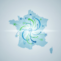 Illustration d'une marketplace B2B de niche avec des icônes d'entreprises interconnectées, symbolisant les effets réseau pour les PME françaises en 2026.