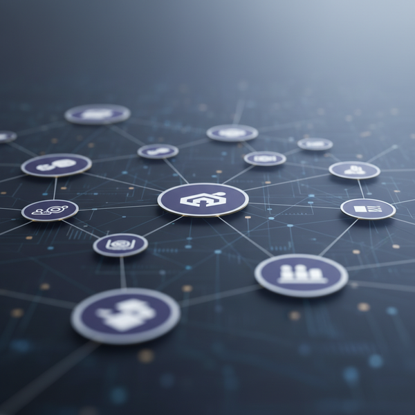 Illustration conceptuelle de la marque blanche B2B2C, avec des engrenages représentant l'intégration de savoir-faire et la monétisation, sans effort commercial supplémentaire.