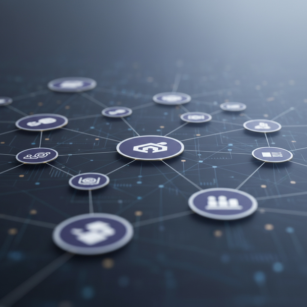 Illustration conceptuelle de la marque blanche B2B2C, avec des engrenages représentant l'intégration de savoir-faire et la monétisation, sans effort commercial supplémentaire.