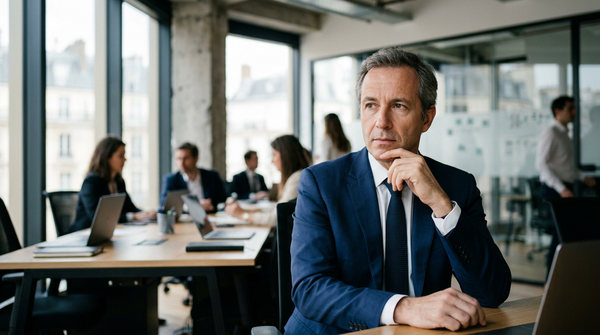 Portrait de Michaël Benabou, cofondateur de Veepee et investisseur, souriant et confiant, illustrant son approche centrée sur l'humain dans le monde des affaires.