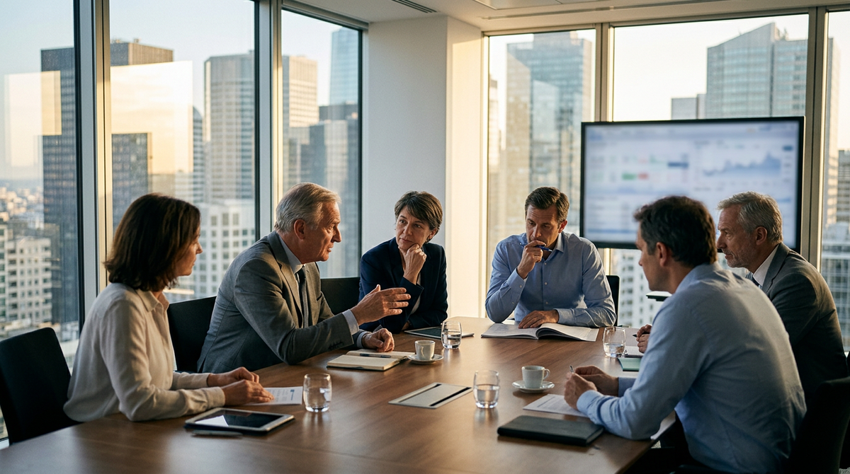 Illustration de mentors et entrepreneurs collaborant, symbolisant le Modèle 50 Partners et l'hypercroissance des startups grâce au smart money.