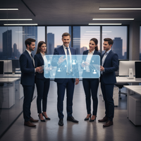 Un dirigeant expérimenté monétisant son expertise via des plateformes de membership comme Circle, Skool ou Discord, avec des schémas d'interaction et de revenus récurrents en arrière-plan.