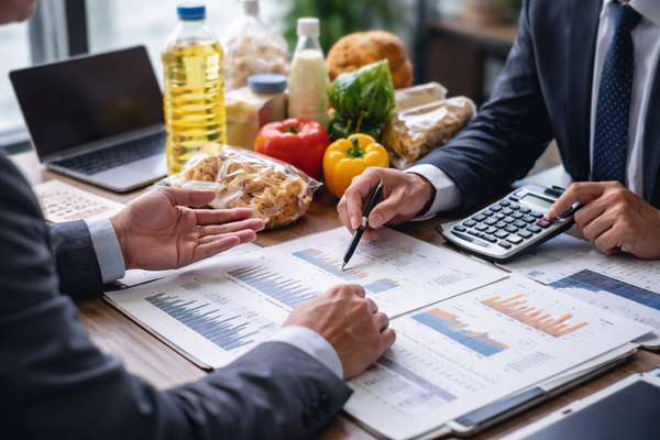 Gros plan sur des mains serrant un contrat ou des documents financiers, symbolisant les enjeux des négociations commerciales 2026 et la pression sur les PME.