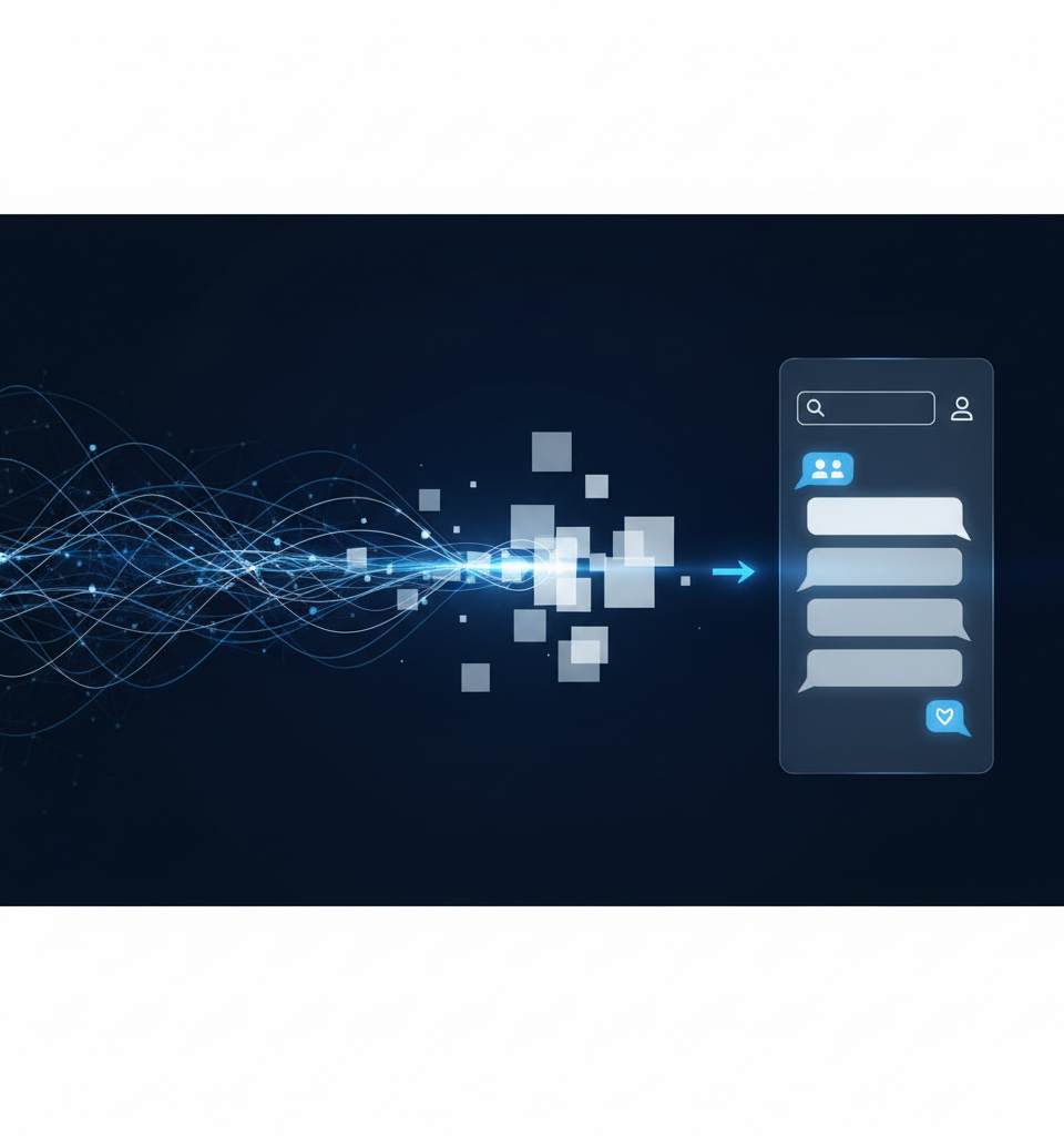 Illustration d'une interface de newsletter IA prédictive, avec des graphiques de données et des icônes d'intelligence artificielle, symbolisant la personnalisation avancée.