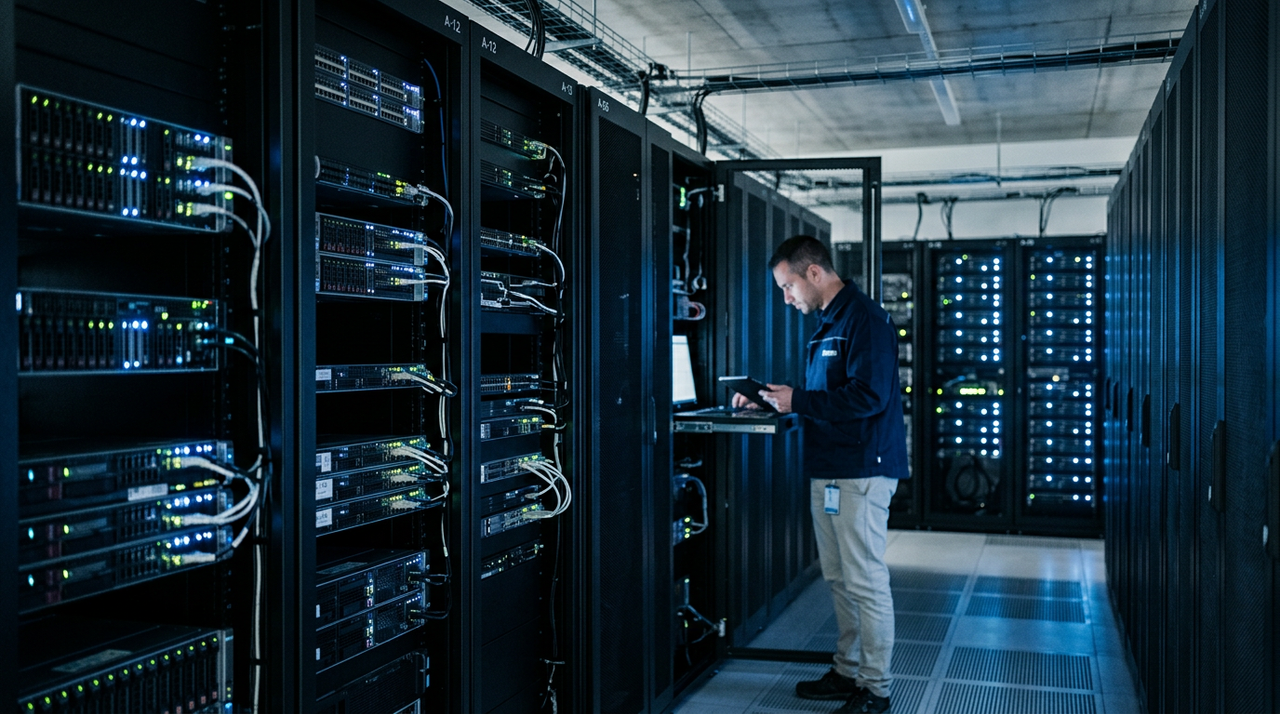 Serveur informatique et cadenas numérique illustrant la gestion Oracle sécurité en PME.