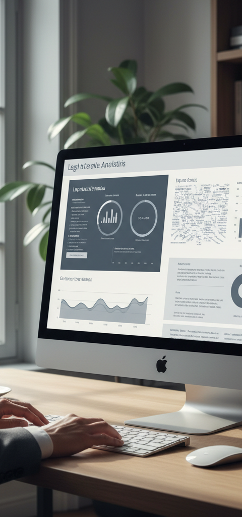 Illustration d'une intelligence artificielle (IA) symbolisée par un cerveau numérique et des rouages, interagissant avec des documents juridiques, représentant l'IA juridique legaltech au service des PME.