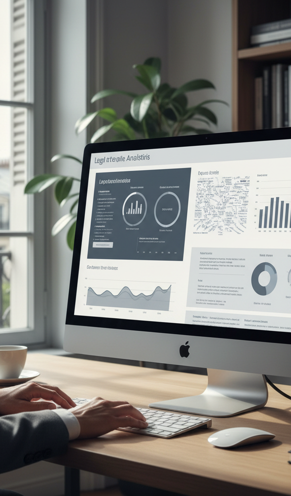 Illustration d'une intelligence artificielle (IA) symbolisée par un cerveau numérique et des rouages, interagissant avec des documents juridiques, représentant l'IA juridique legaltech au service des PME.