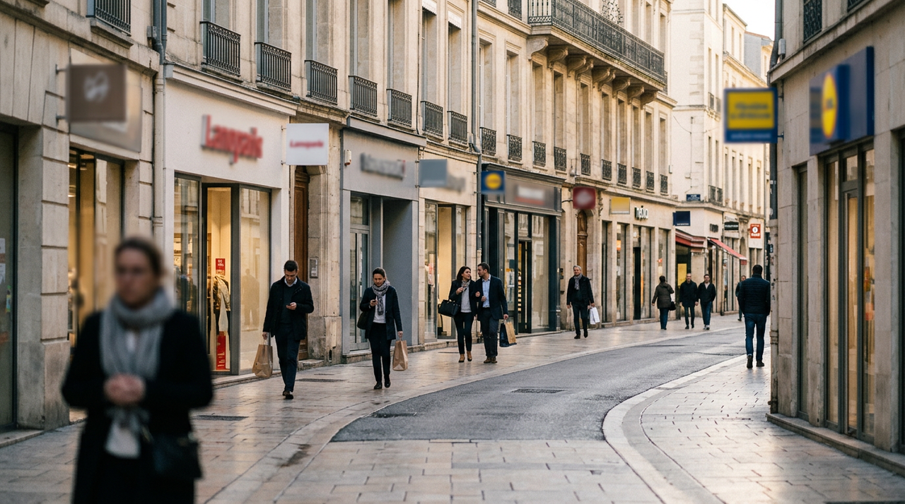 Un entrepreneur examine un plan financier pour ouvrir une franchise dans un local commercial moderne.