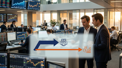Illustration de deux flèches s'entrecroisant, symbolisant le parrainage et l'affiliation, pour une croissance d'entreprise.