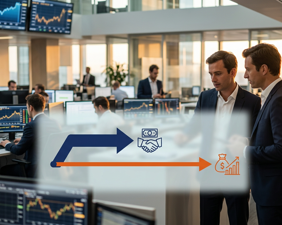 Illustration de deux flèches s'entrecroisant, symbolisant le parrainage et l'affiliation, pour une croissance d'entreprise.