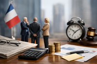 Illustration d'un dirigeant de PME naviguant dans un environnement économique complexe, symbolisant les impacts PME de l'offensive patronale 2026 sur les retraites et la fiscalité.