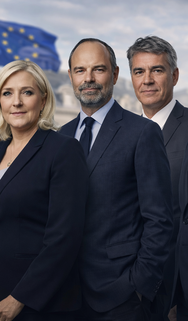 Un portrait des candidats à la présidentielle 2027, avec marine Le Pen, Jordan Bardella, jean luc melenchon, et d’autres candidats.