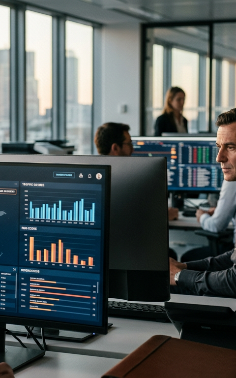 Illustration d'un bouclier numérique protégeant une entreprise, symbolisant le Prêt Bpifrance IA cybersécurité pour les PME.