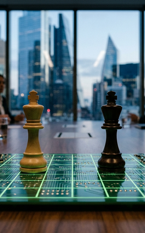 Illustration d'Elon Musk et du logo OpenAI, symbolisant le conflit juridique et la course à l'intelligence artificielle.