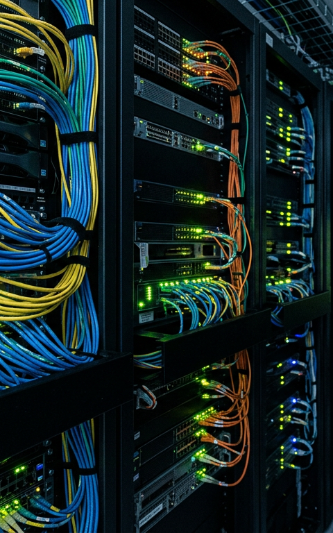 Graphique illustrant la consolidation du marché des Télécoms avec des flèches montrant la fusion d'opérateurs, impactant les PME.