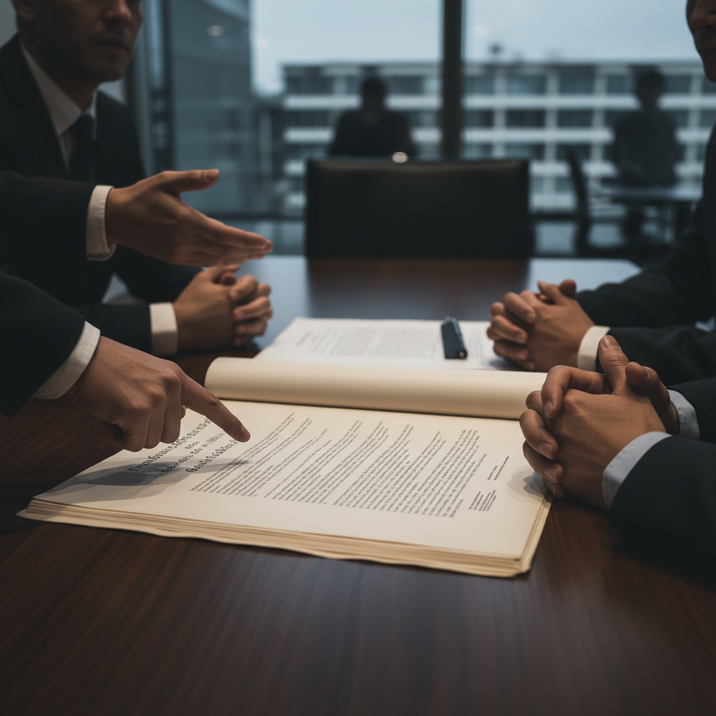 Illustration de deux personnes (homme et femme) se serrant la main devant un document juridique, symbolisant la réforme