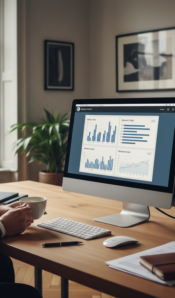 Illustration d'une main activant un interrupteur 'ON' pour symboliser la réactivation de clients inactifs, avec des graphiques de croissance en arrière-plan, représentant le succès d'une stratégie de relance clients inactifs.