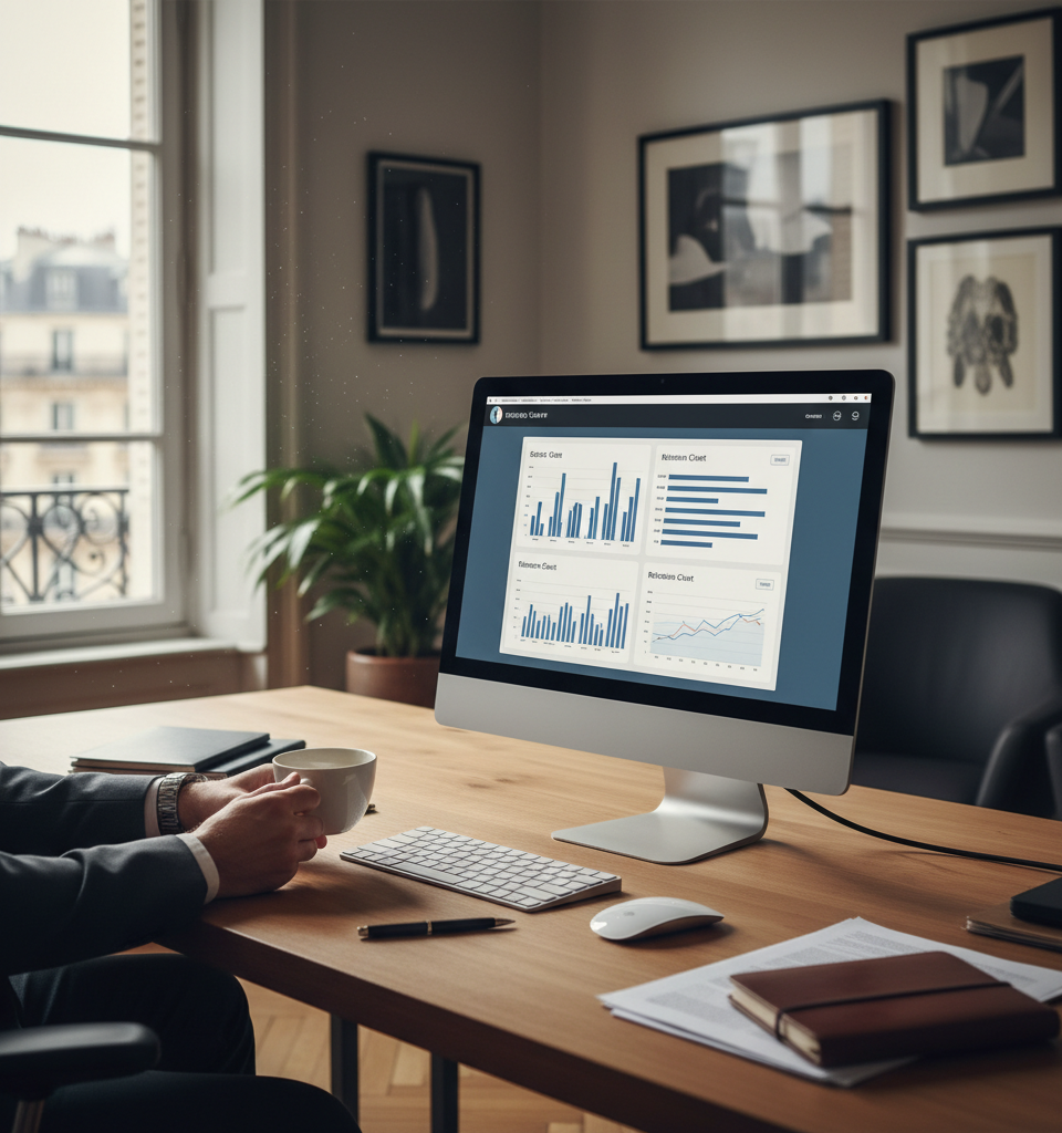 Illustration d'une main activant un interrupteur 'ON' pour symboliser la réactivation de clients inactifs, avec des graphiques de croissance en arrière-plan, représentant le succès d'une stratégie de relance clients inactifs.