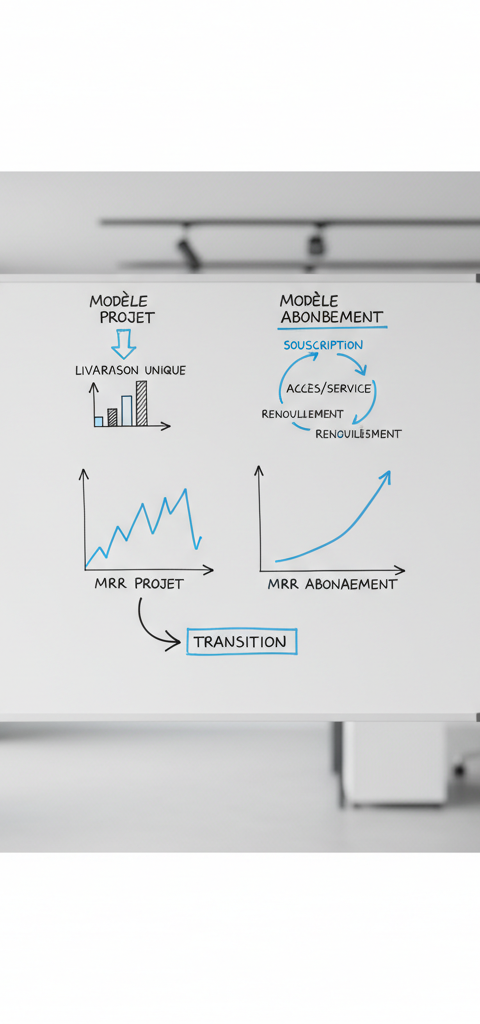 Illustration d'un graphique de croissance stable et continue, symbolisant des revenus récurrents services et la pérennité d'une entreprise.