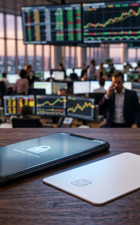 Une carte bancaire Revolut sans numéros, posée sur un clavier d'ordinateur portable, symbolisant la cybersécurité pour les PME et l'innovation de Revolut et sa solution.