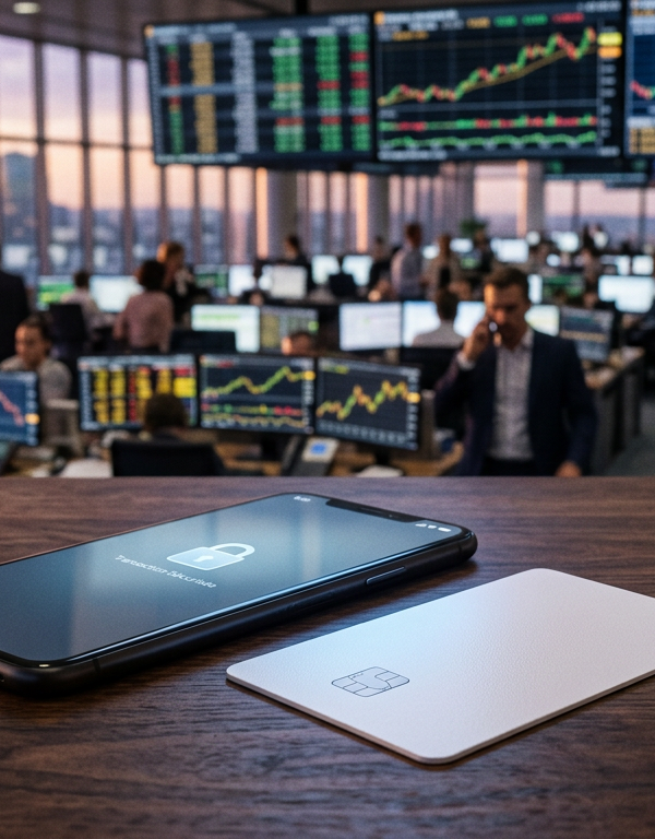 Une carte bancaire Revolut sans numéros, posée sur un clavier d'ordinateur portable, symbolisant la cybersécurité pour les PME et l'innovation de Revolut et sa solution.