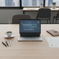 Illustration d'une PME sécurisant ses données, symbolisant la conformité RGPD PME 2026 avec des documents et un cadenas numérique.