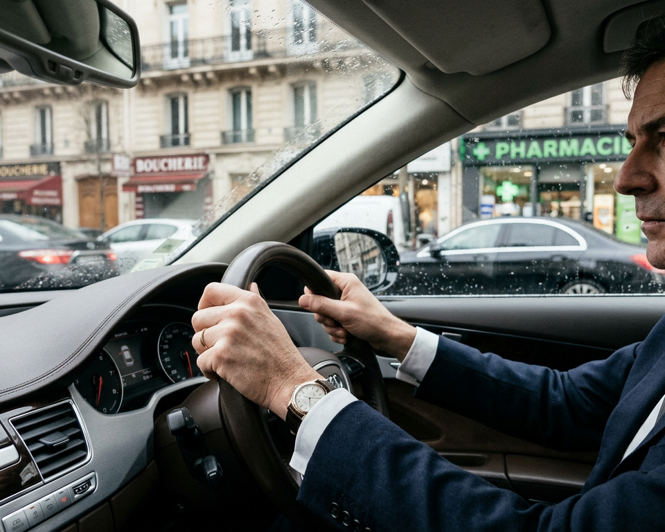 Un panneau de signalisation routière avec un pictogramme de danger, symbolisant le risque routier en entreprise.