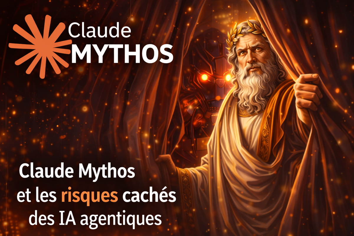 Illustration conceptuelle d'une intelligence artificielle agentique, avec des engrenages et des circuits, symbolisant les risques IA agentiques et les défis de leur contrôle.