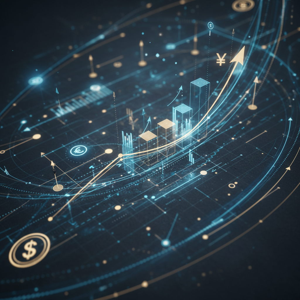 Illustration conceptuelle montrant des flèches de croissance financière verte pointant vers le haut, symbolisant le financement par royalties et RBF pour les PME, sans dilution du capital.
