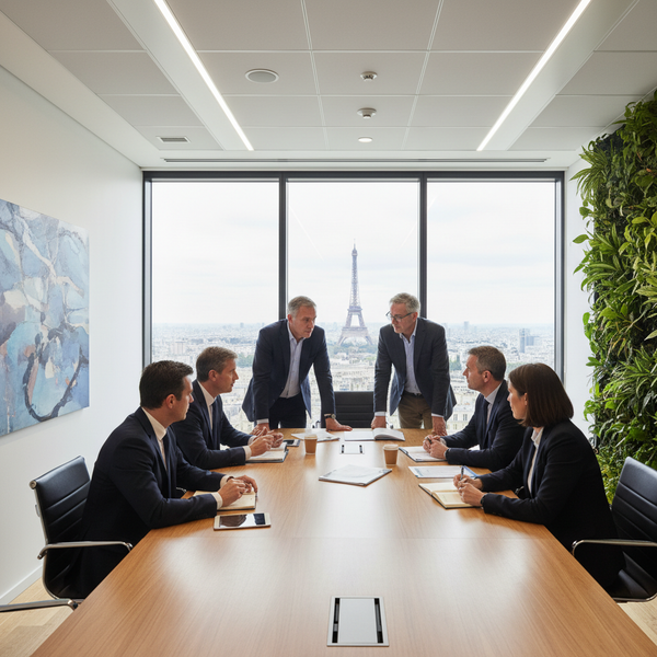 Illustration d'une poignée de main entre un dirigeant de PME et un salarié, symbolisant un accord de rupture