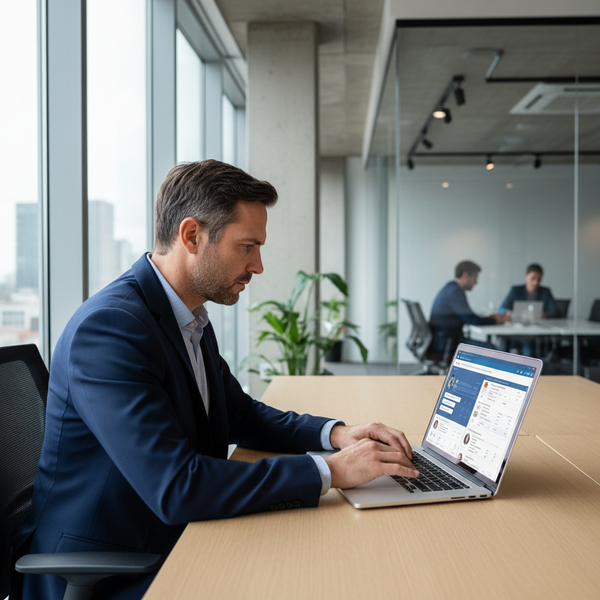 Capture d'écran de l'interface LinkedIn Sales Navigator affichant des filtres de recherche avancés et des profils de prospects qualifiés, illustrant son utilisation pour les PME.