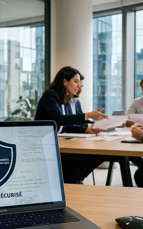 Illustration d'un bouclier numérique protégeant un logo de PME, avec le logo Chrome en arrière-plan, symbolisant la défense contre les failles de sécurité et les cybermenaces.