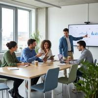 Une jeune femme souriante travaillant sur un ordinateur portable dans un environnement flexible, symbolisant la semaine de 4 jours et l'attractivité pour la Gen Z.
