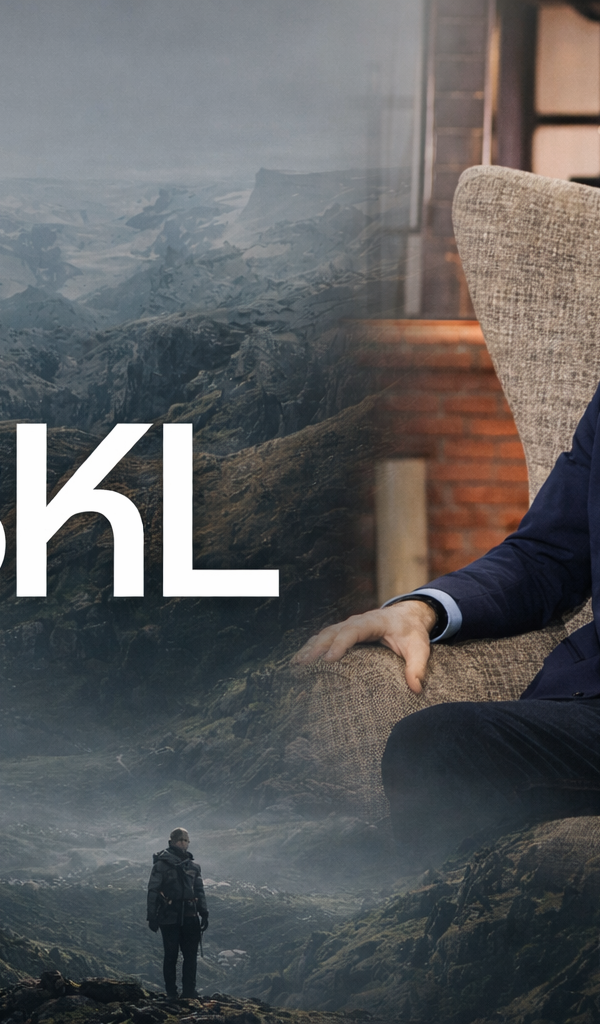 Éric Larchevêque présentant le SKL Club, un club business pour entrepreneurs en croissance, avec des graphiques de progression en arrière-plan.
