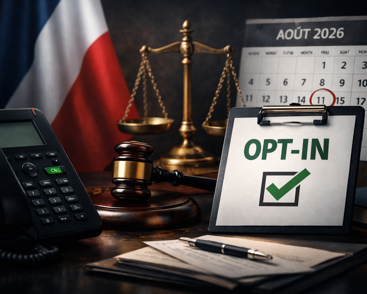Illustration d'un téléphone fixe barré, symbolisant la fin du démarchage téléphonique en 2026 et l'interdiction des appels non sollicités.