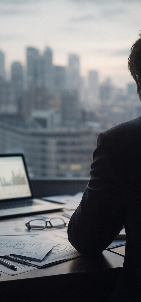 Un entrepreneur analyse un tableau de bord de trésorerie sur une tablette, planifiant la création entreprise 2026 et sa survie financière.
