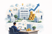 Illustration d'un dirigeant de SAS protégeant son patrimoine personnel et professionnel, symbolisant la distinction entre les actifs de l'entreprise et le patrimoine dirigeant SAS, avec des flèches montrant la croissance et la protection financière en 2026.