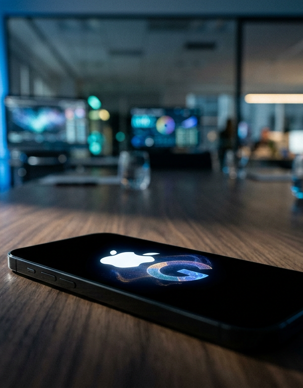 Illustration conceptuelle de Siri et Gemini lors de la WWDC 2026 sur un iPhone.